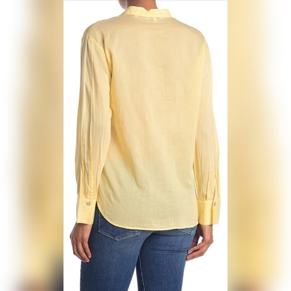 Vince silk-blend collarless fine stripe shirt - Picture 2 of 4